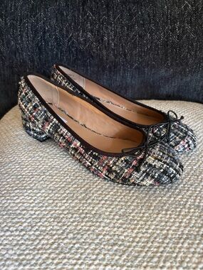 Steve Madden Tweed Ballet Flats in Black Multi with Pink Accents